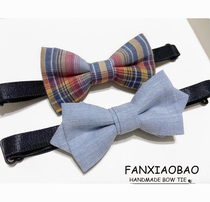 FXB hand-made light blue Suge one-year-old baby baby collar flower boy child boy student tie bow tie