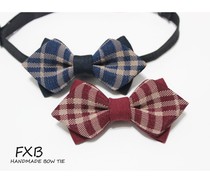 FXB handmade wine red Tibetan plaid sharp corner baby boy with small collar knot and baby boy collar tie