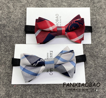 FXB handmade bear plaid one-year-old baby all-match casual college childrens boys shirts and students bow ties