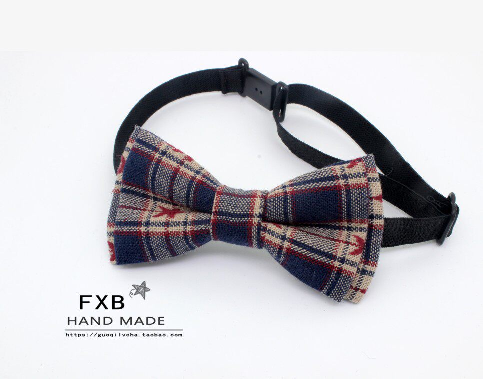 FXB British Plaid star year-old baby collar Flower safety pin Child boy Baby strap bow tie