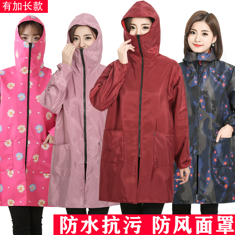 Overcoat women's winter plus velvet thickened new waterproof jacket adult men's women's adult apron outerwear work clothes