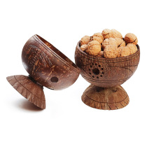 Natural coconut shell bowl creative dessert candy bowl melon fruit storage Chinese old coconut shell plate handmade coconut bowl