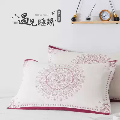 On the silk, Jiangnan cotton gauze pillow towel cotton four-layer pillow headscarf male and female student dormitory pillow headscarf pair