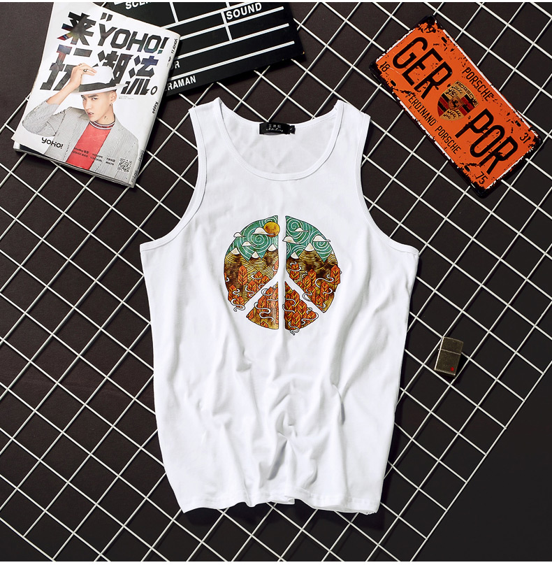 Harajuku Tide thương hiệu cotton thoáng khí không tay T-Shirt nam lỏng kích thước lớn áo thể thao tập thể dục vest nam triều Nhật Bản