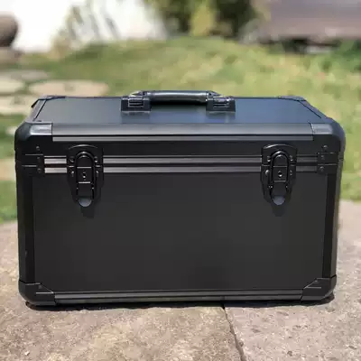 Large and medium black aluminum alloy multifunctional portable instrument box aircraft model double cut tool box with partition sponge