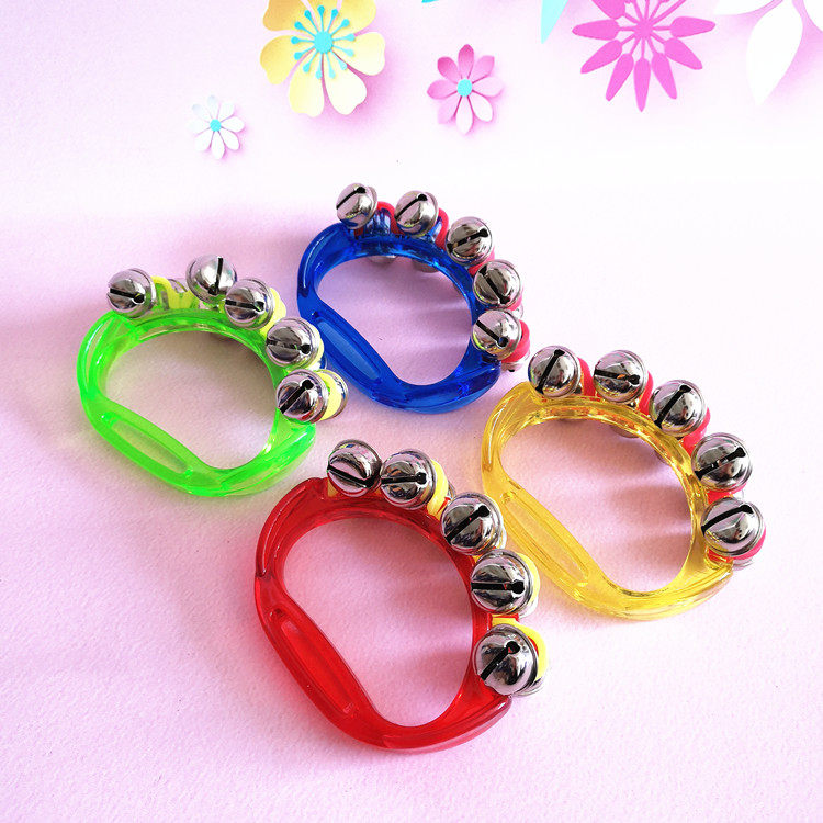 Orff percussion instrument children's hand bell music teaching aid hand bell transparent string bell plastic double row bell