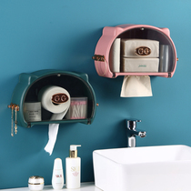 Toilet tissue box Wall Wall waterproof non-perforated toilet bathroom paper roll paper storage rack tissue storage