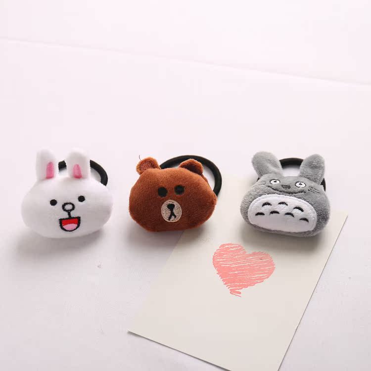 Phiên bản tiếng Hàn của phụ kiện tóc nhỏ tươi cao su ban nhạc hoạt hình vòng tóc dễ thương dây tóc mềm chị em gấu sang trọng đầu thỏ dây - Phụ kiện tóc băng đô vải