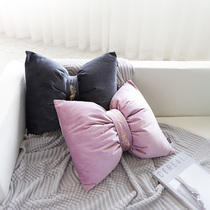 Wood MOM Nordic style ins Bow pillow cushion Velvet girl heart pillow Car sofa cute waist pillow