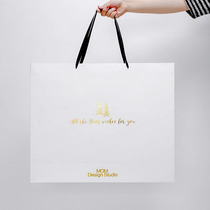 White thickened paper tote bag Shopping bag Gift gift bag Bronzing shopping bag Extra large oversized gift bag