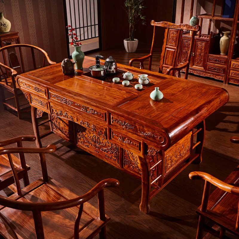 Tea table chair combined red wood furniture Pear Wood Chinese Tea Table Tea Table Table table Hedgehog Purple Sandalongfu Tea Table Tea Table Tea Table