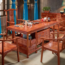 Solid wood tea table and chair combination Chinese mahogany tea table table tea table Rosewood hedgehog Rosewood Kung fu tea table whole set