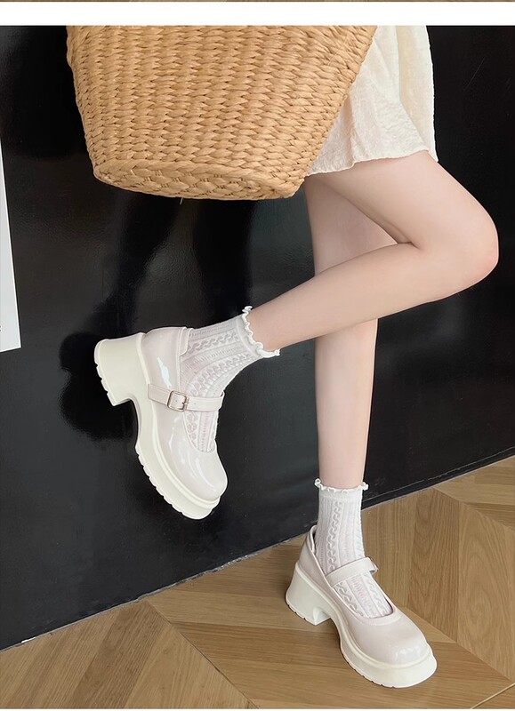 White Mary Jane High-Heeled Sandals, Platform Shoes, Wedding Shoes, Thick-Soled Shoes, Height-Increasing Lolita Shoes