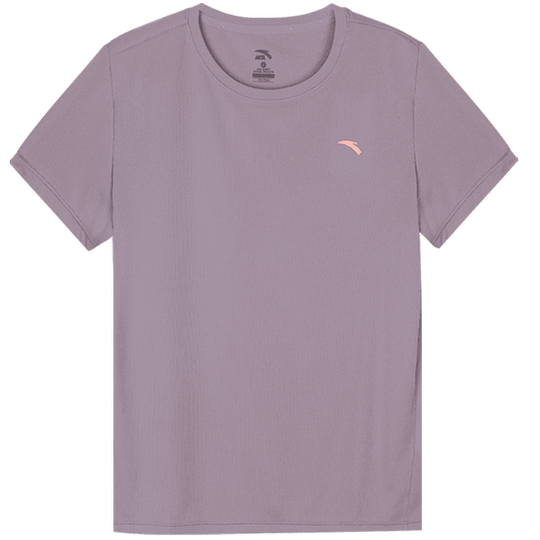 安踏简约运动套装女透气休闲粉色短袖长裤夏季新款学生潮流两件套