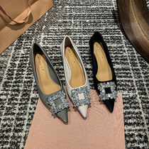 Celebrity Style⊙French Pointed Toe High Heels Womens New Satin Temperament Fashionable and Versatile Shallow Mouth Stiletto Medium Heel Shoes