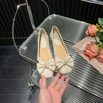 Sweet ⊙ Bow square toe single shoes for women new style elegant fashionable and versatile shallow mouth thick heel comfortable granny shoes