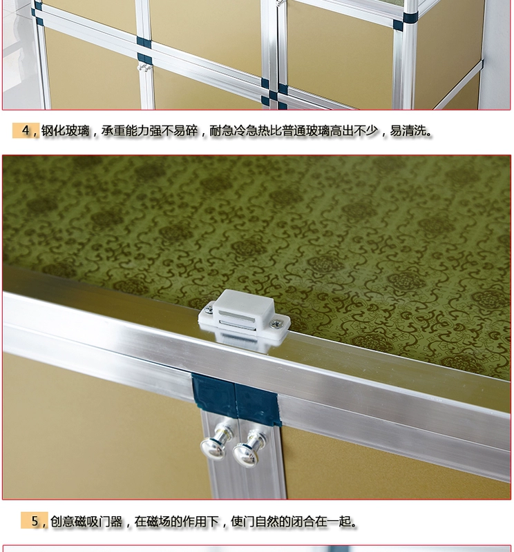 tủ bếp nhôm tủ bếp đơn giản tủ bếp lắp ráp tủ với cửa ra vào đa chức năng lưu trữ - Buồng