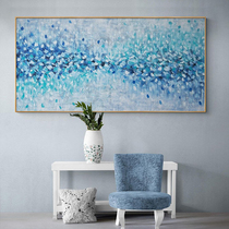 Oil Painting Nordic Living Room Decoration Painting Modern Minimalist Sofa Background Wall Blue Hanging Painting Hand-painted Abstract Bedside Mural