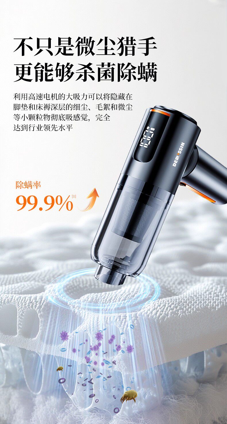 Car Vacuum Cleaner with Strong Suction Power, Wireless, Small, Handheld, Dual-Use for Car and Home, High Power