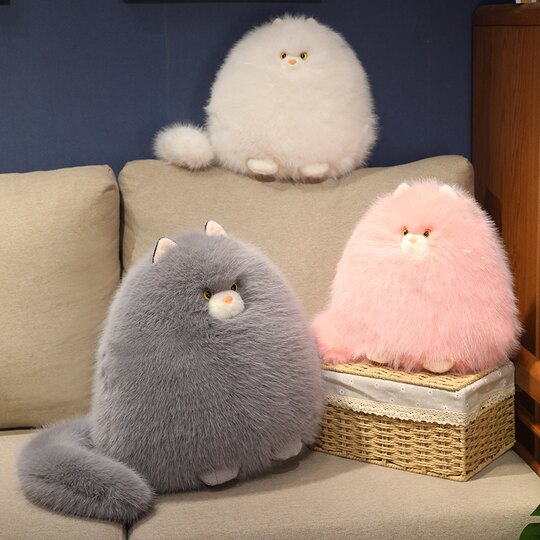 Cute Fluffy Cat Plush Toy Doll Pillow Stuffed Animal Birthday Gift for Sofa or Windowsill