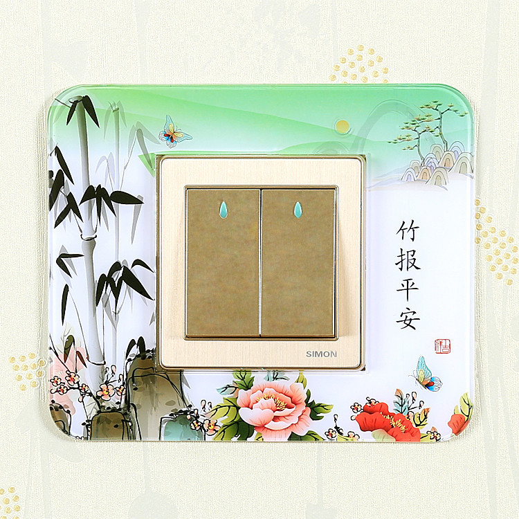 Type 86 single and double switch switch protective cover acrylic socket panel wall decoration stickers creative living room bedroom household