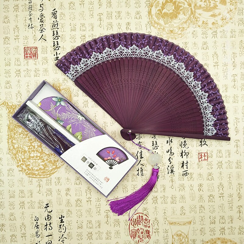 Silk color discoloration fan folding fan Chinese style ancient bamboo handicraft gift folding fan ancient fan and female dance fan