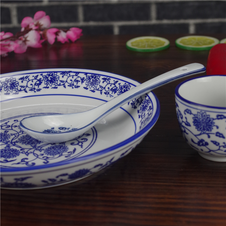 Đĩa sứ trắng xanh và đĩa sứ bát đĩa salad 剁 tiêu lớn đầu cá hấp món ăn retro nhà hàng bộ đồ ăn hấp trứng sườn - Đồ ăn tối dĩa nhỏ