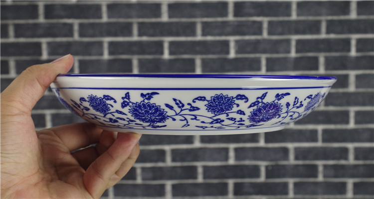 Đĩa sứ trắng xanh và đĩa sứ bát đĩa salad 剁 tiêu lớn đầu cá hấp món ăn retro nhà hàng bộ đồ ăn hấp trứng sườn - Đồ ăn tối dĩa nhỏ
