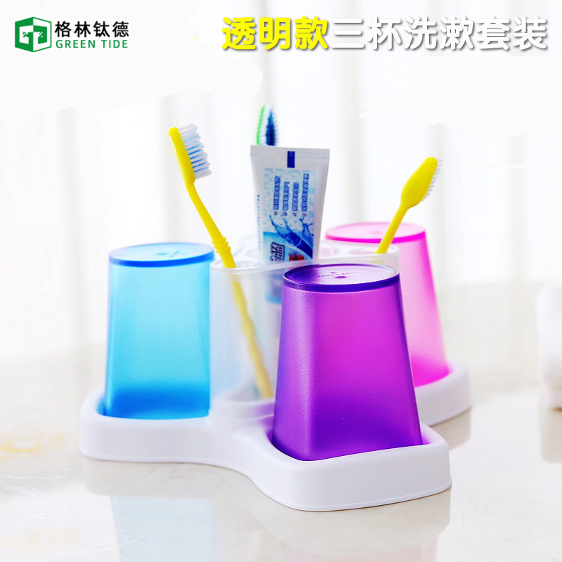 Creative Trio House Wash Four-Mouth Toothbrush Rack Suit Two Mouthwash Cup Suction Cups wall-mounted