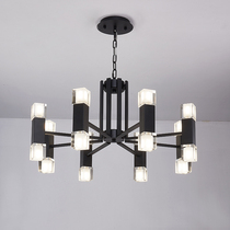 Nordic living room chandelier High-grade light luxury Black crystal lamp dimming three-color led modern Chinese bedroom dining room lamp