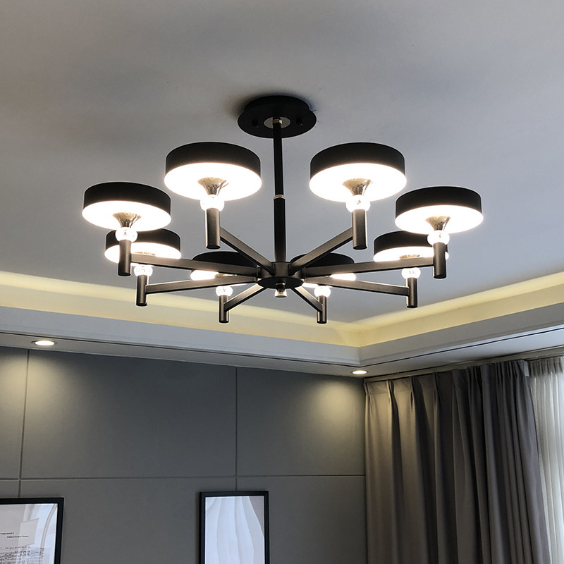 Modern minimalist living-room chandelia three-color dimming bedroom dining room lamp cozy light and luxurious atmosphere new Nordic wind black