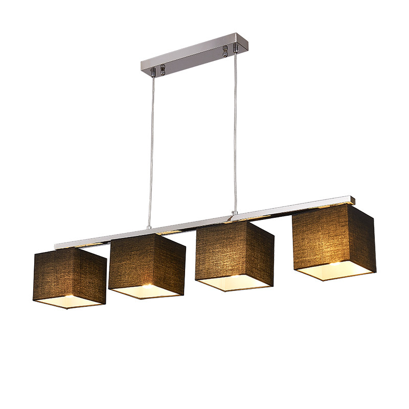 Rectangular Dining Hall Chandelia Minimalist Single Row Bar Counter Black Small Chandelia Modern Style Personality Book House LED Light