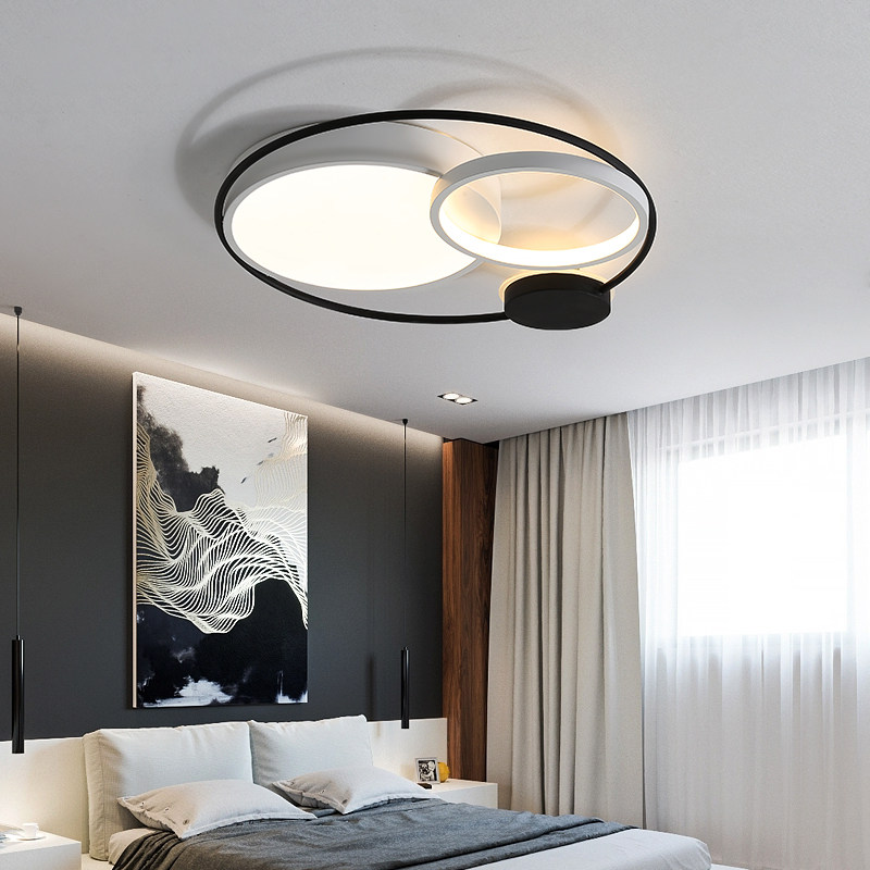 Modern Minimalist Bedroom Lamp Creative Personality Remote Control Endless dimming chromic led black and white ultra-thin circular book room lamp