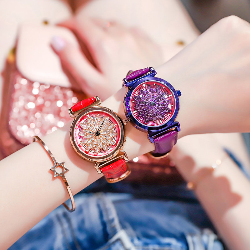 2021 rotating watches women's net red humbling women's trends fashion belts minimalist temperament and wind student women's watches