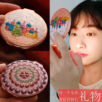 Hand-held folding led makeup mirror portable double-sided with light makeup makeup mirror to give girlfriends and girls gifts