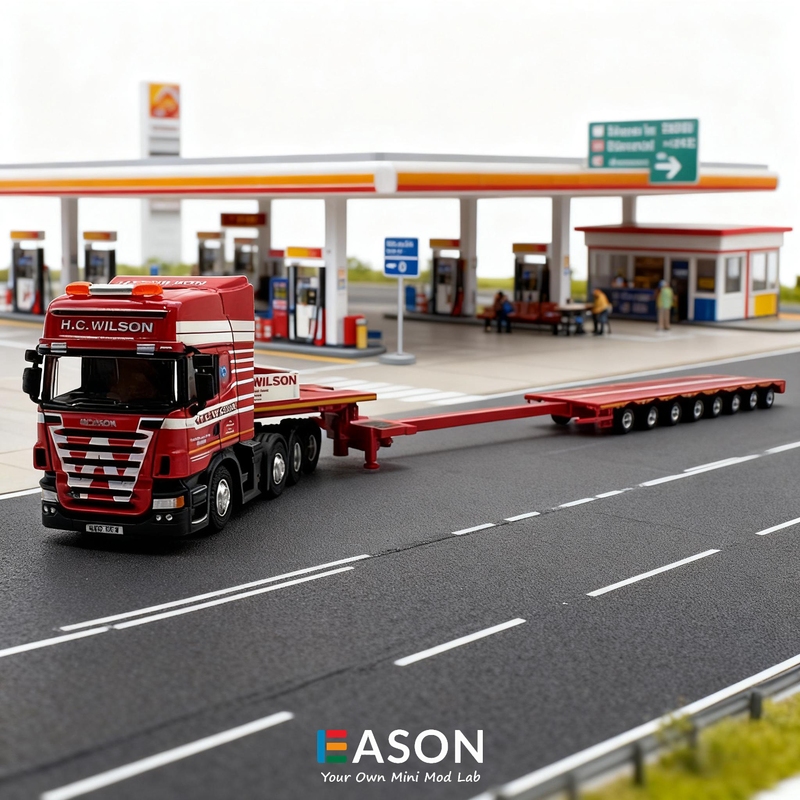 1:76 Scale Scania Truck Model Heavy-Duty Low-Bed Semi-Trailer Loading Truck Alloy Static Simulation Model