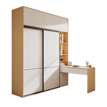 Sophia log modern style small apartment desk integrated custom sliding door wardrobe bedroom home wardrobe