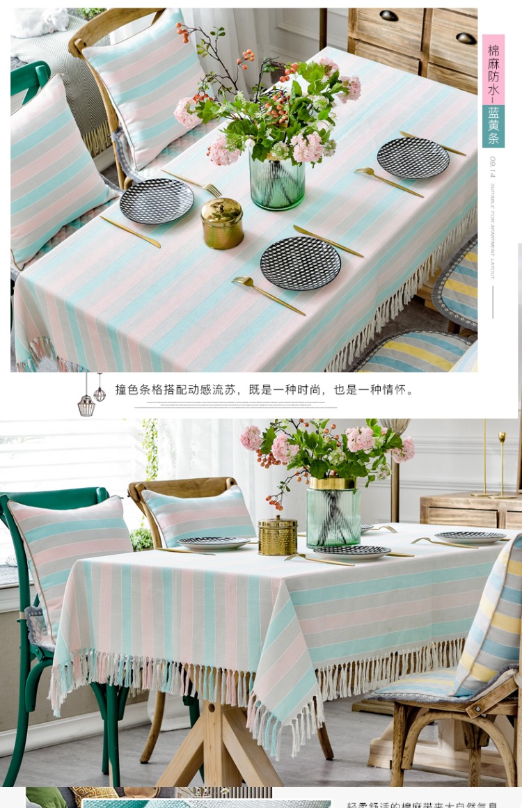 Khăn trải giường kiểu Nhật Bản bằng vải cotton và khăn trải bàn hình chữ nhật khăn trải bàn khăn trải bàn đơn giản hiện đại tủ TV khăn trải bàn lưới Bắc Âu - Khăn trải bàn khăn trãi bàn