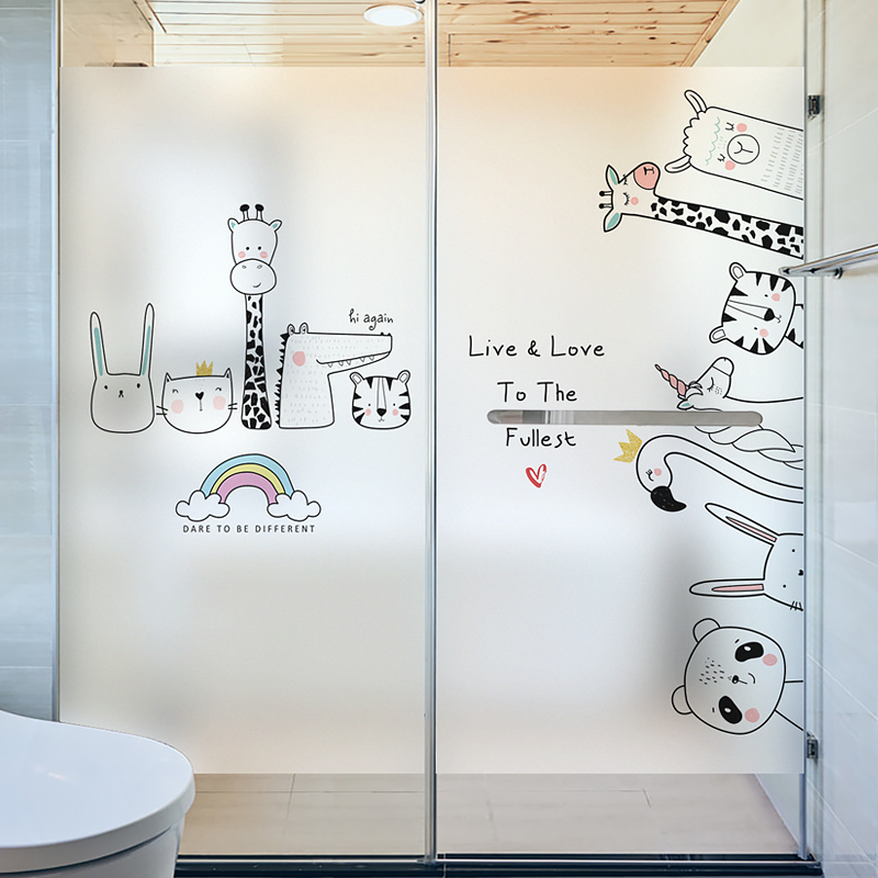 Frosted cellophane Window shading glass film Bathroom Bathroom door anti-peep static window sticker Rainbow sweetheart