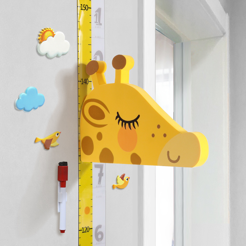 Child height wall sticker 3d Cubism Weight Height Sticker Magnetic suction Cartoon removable recording measuring instrument measuring scale