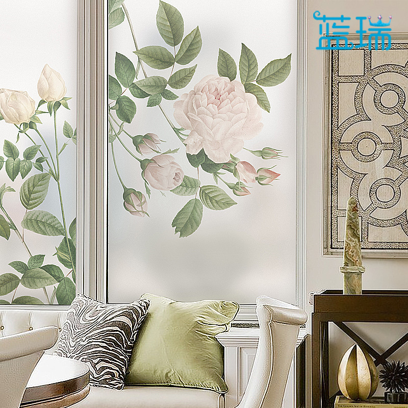 Window sticker decoration light-transmitting opaque glass sticker bathroom anti-light electrostatic film breeze summer rain