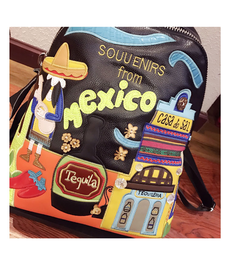 Ba lô nữ 2019 mới túi nữ thời trang thêu cá tính phong cách Mexico chủ đề giải trí ba lô thủy triều - Ba lô ba lo nam