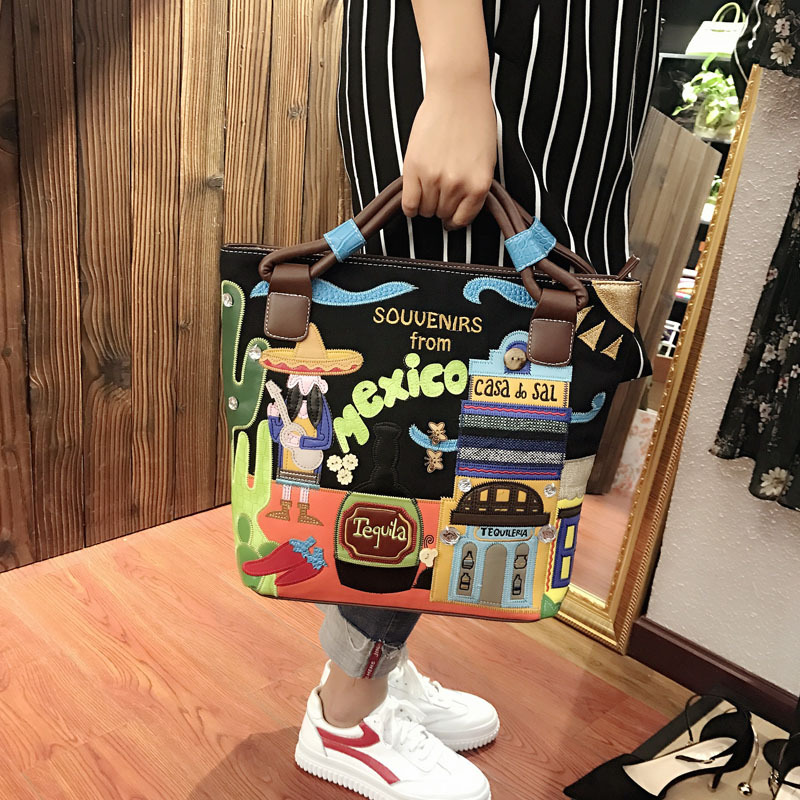2026 New Women's Bag Retro Handbag Crossbody Bag Korean Style Handmade Embroidery Trendy Bag Creative Embroidered Canvas Bag
