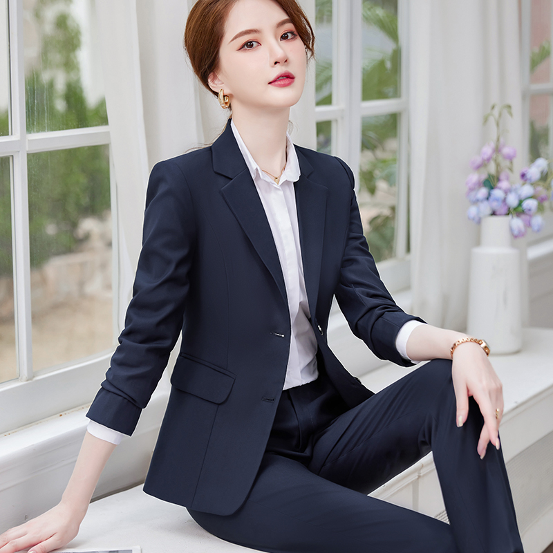 Spring and Autumn New Navy Blue Suit Set for Women, Professional Suit, Women's Jacket, Interview Formal Wear, Workwear, Work Jacket