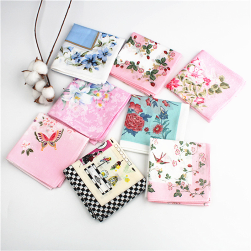 Butterfly Romance Series Handkerchief Pure Cotton Female Gust Ultra Slim Full Cotton Printed Teenage Girl Handkerchief SWEAT AND SWEAT 