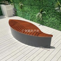 Customized creative shopping mall outdoor chair stainless steel park chair square heart-shaped seat leaf chair anti-corrosion wood stool