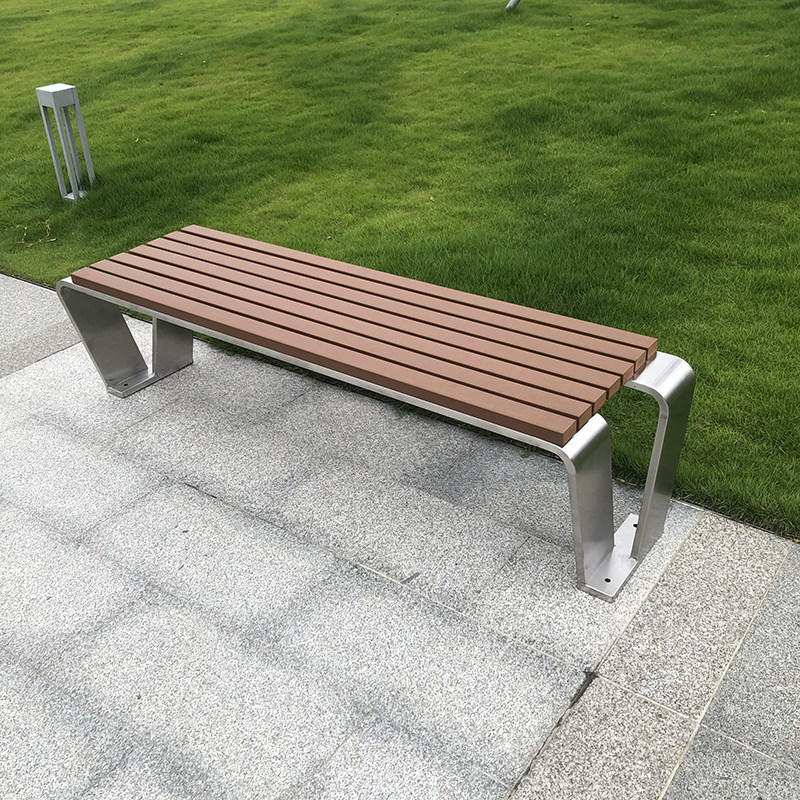 Custom plastic wood stainless steel park chair outdoor leisure bench garden landscape seating stool outdoor begonia wood seat