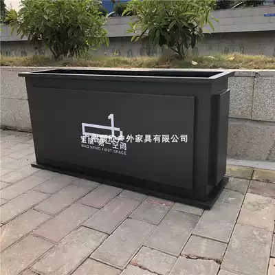 Outdoor wrought iron flower box combination cafe outside fence flower bed sample house display center square municipal road green flower trough