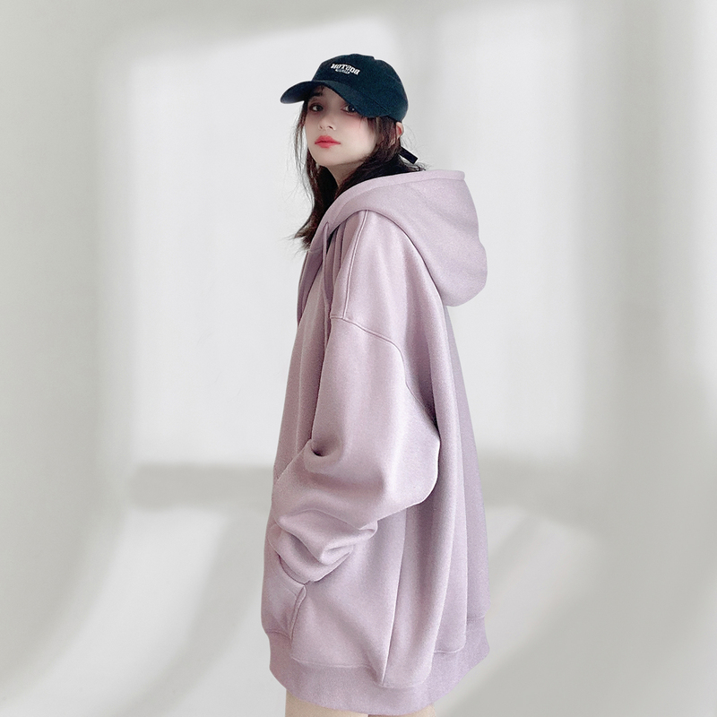 Large Version with Fleece Lining, Thickened, Covers the Buttocks, Hooded Zip-Up Sweatshirt Jacket, Cardigan for Women, Loose Oversize, Mid-Length, Winter Large Version with Fleece Lining, Thickened, Covers the Buttocks, Hooded Zip-Up Sweatshirt Jacket, Cardigan for Women, Loose Oversize, Mid-Length, Winter