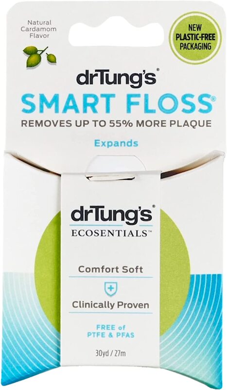 Dr. Tung's Plant-Based Beeswax Dental Floss Imported from the United States, Cardamom-Flavored, Cleans between Teeth, Coarse Cotton Dental Floss